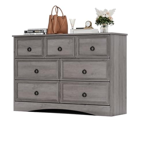 Modern 7-Drawer Gray Dresser for Bedroom Storage