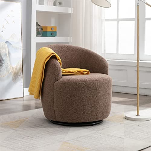 Modern Velvet Swivel Accent Chair, Blue Velvet Upholstered Barrel Chair
