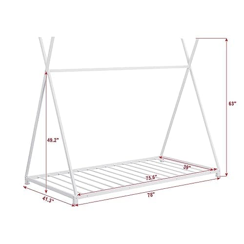 Montessori Twin Size Floor Bed with Triangle Structure