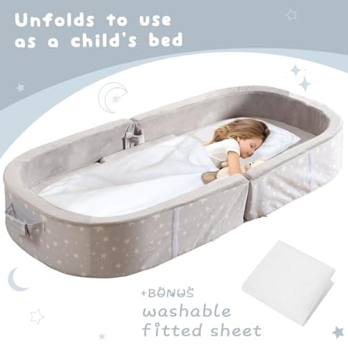 BYBYME Portable Toddler Floor Bed - Waterproof & Folding_travel_crib, Grey
