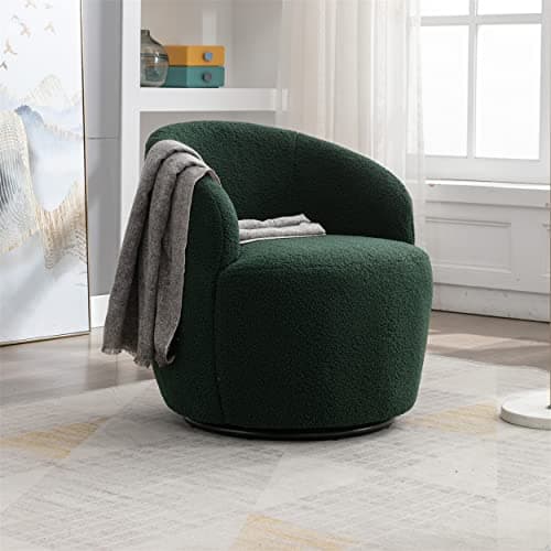 Modern Velvet Swivel Accent Chair, Blue Velvet Upholstered Barrel Chair