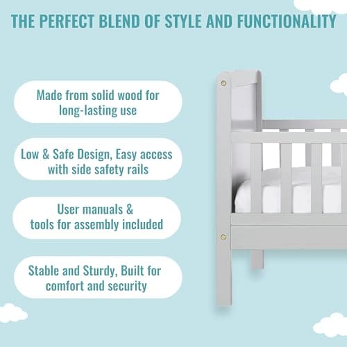 Dream On Me Brookside Pebble Grey Toddler Bed, Greenguard Gold & JPMA Certified