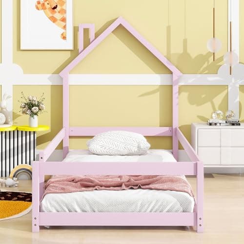 Solid Wood Montessori Twin Floor Bed for Children Boys Girls
