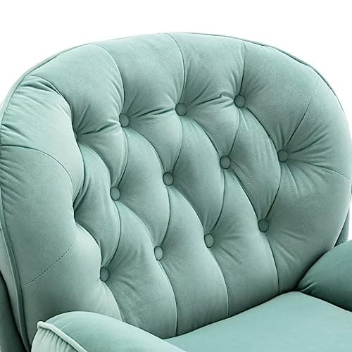 Modern Velvet Swivel Accent Chair with Ottoman in Teal