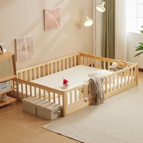 Montessori Toddler Floor Bed with Safety Features for Kids
