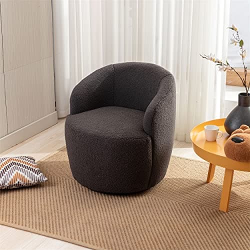 Modern Velvet Swivel Accent Chair, Blue Velvet Upholstered Barrel Chair