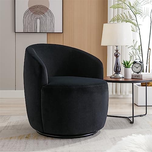 i-POOK Swivel Accent Chair, Modern Velvet Upholstered Armchair White