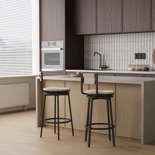 Handwoven Swivel Bar Stools Set of 2, Counter Height Bar Chairs, 36 H