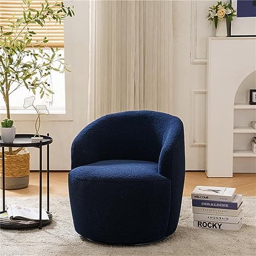 i-POOK Swivel Accent Chair, Modern Velvet Upholstered Armchair White