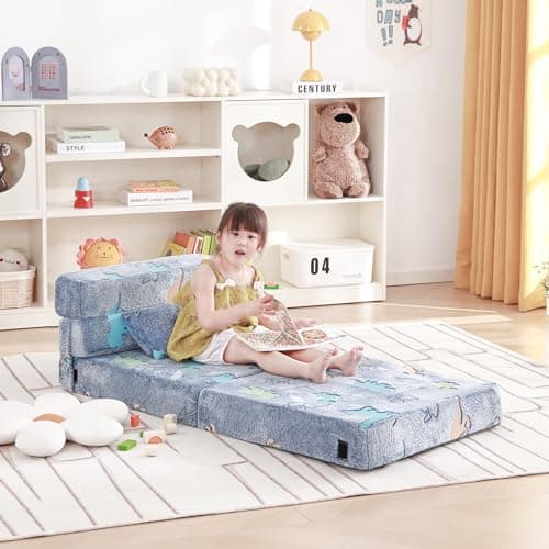 Glow Washable Kids Folding Sofa Bed - Toddler Nap Mat With Storage Bag