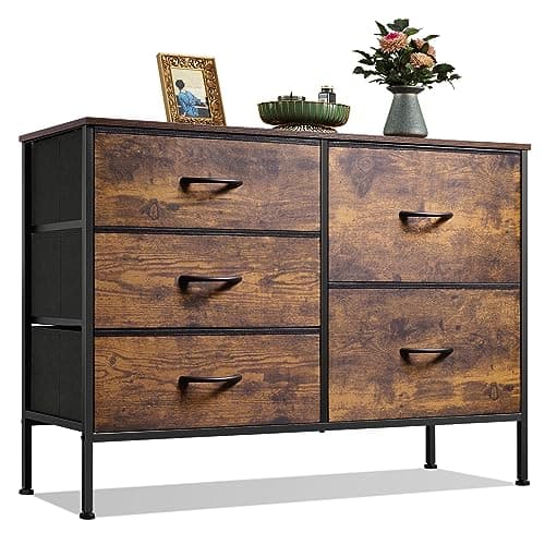 5-Drawer Fabric Dresser for Bedroom and Living Room in Charcoal Black