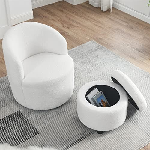 Swivel Accent Chair Set of 2 with Storage Ottoman