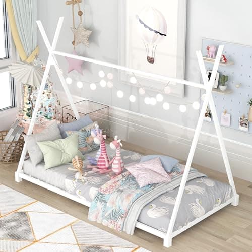 Montessori Twin Size Floor Bed with Triangle Structure