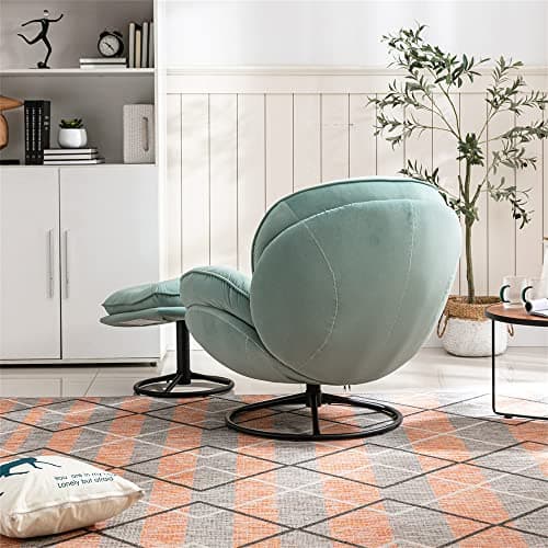 Velvet Swivel Accent Chair with Ottoman Set