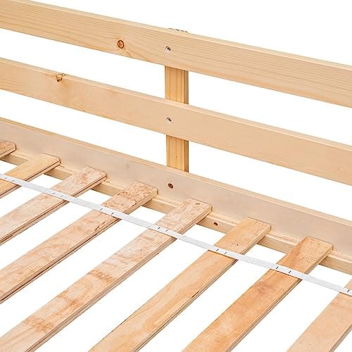 Low Bunk Bed with Guardrails and Ladder for Children Boys Girls, Montessori Style, No Box Spring Needed