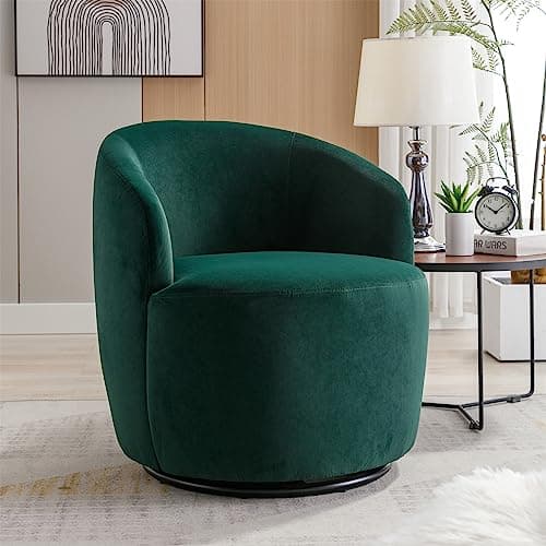 i-POOK Swivel Accent Chair, Modern Velvet Upholstered Armchair White