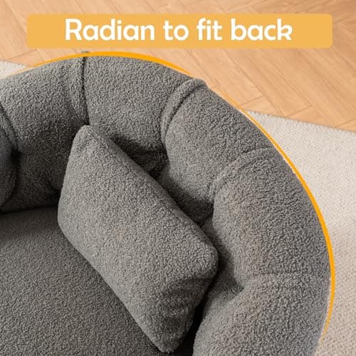 Oversized Swivel Accent Chair with Ottoman and Thick Cushion, Dark Grey