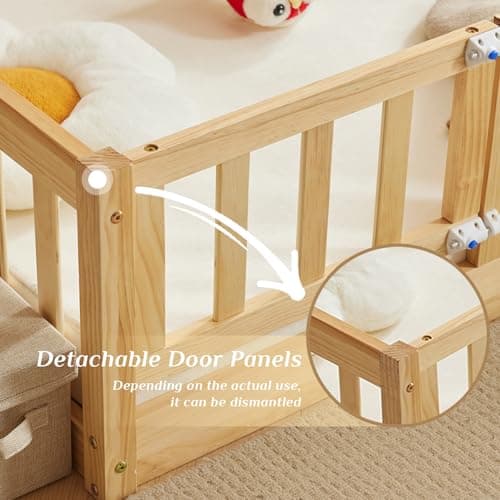 Montessori Toddler Floor Bed with Safety Features for Kids