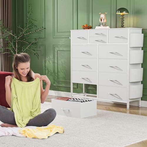 12-Drawer Dresser for Bedroom and Living Room (White)