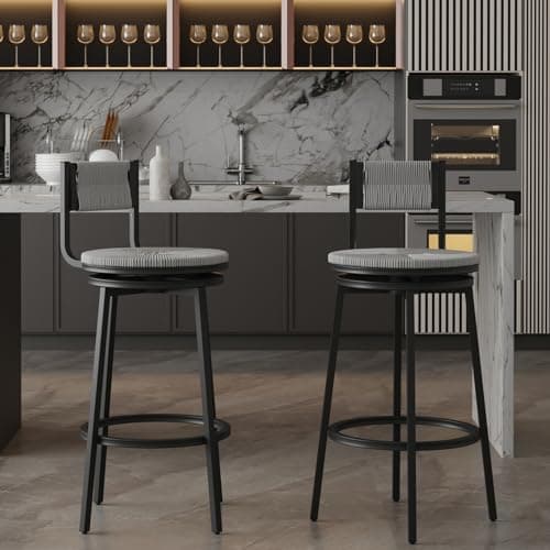 Handwoven Swivel Bar Stools Set of 2, Counter Height Bar Chairs, 36 H