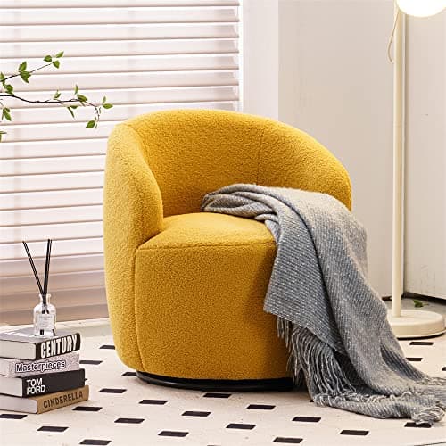 i-POOK Swivel Accent Chair, Modern Velvet Upholstered Armchair White