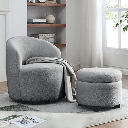 Swivel Accent Chair Set of 2 with Storage Ottoman