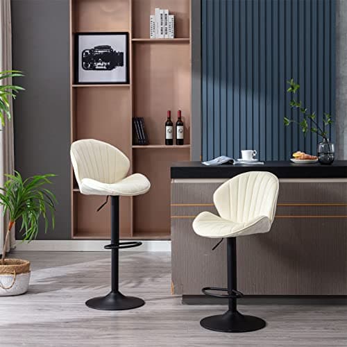 Blue Velvet Swivel Bar Stools Set of 2 with Adjustable Height and Metal Base