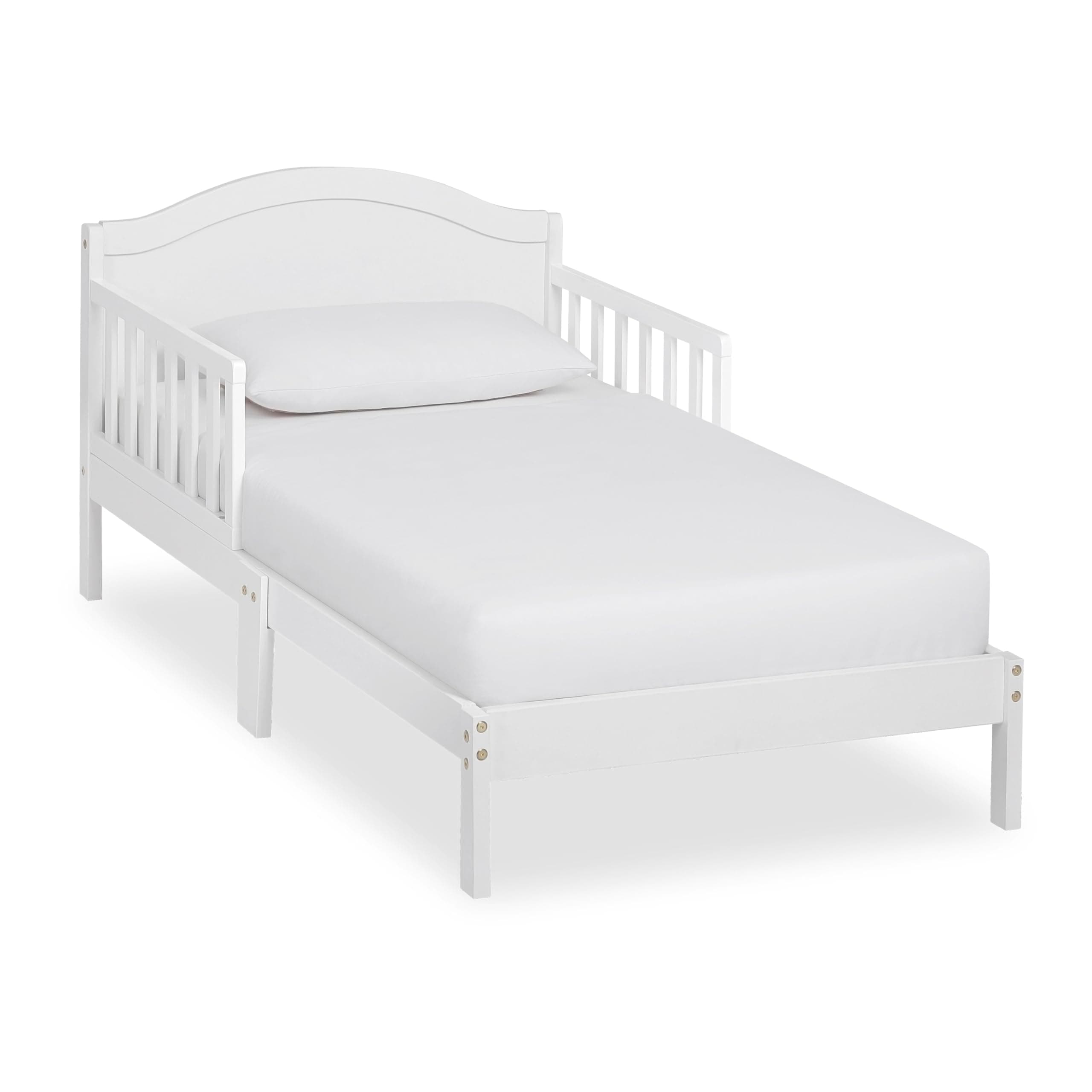 Dream On Me Sydney Toddler Bed, White, Safety Rails, Low to Floor Design