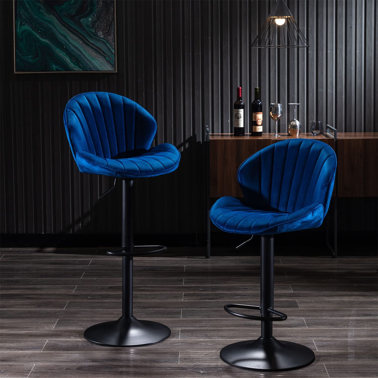 Adjustable Swivel Bar Stools Set of 2 with Back and Footrest for Kitchen Pub Dining Room