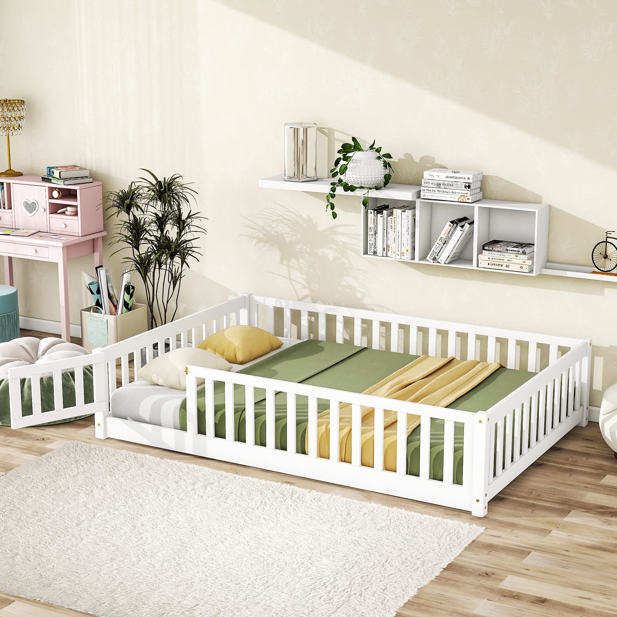 i-POOK Twin Montessori Floor Bed for Children, White